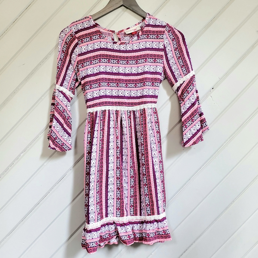 RED CAMEL girls Boho Tribal Bell Sleeve Dress